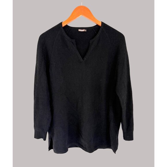 J.McLaughlin Black Cashmere Split Neck Sweater Tunic Preppy Womens M - Picture 1 of 7